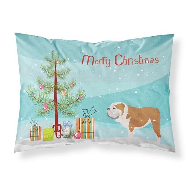 Carolines Treasures Carolines Treasures BB2980PILLOWCASE English Bulldog Merry Christmas Tree Fabric Standard Pillowcase BB2980PILLOWCASE - main